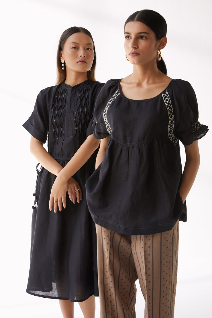 Kopal Pant - Brown Hand Block Print Linen