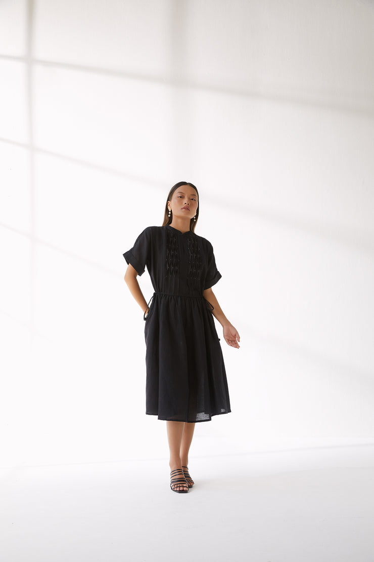 Sur Dress - Black Linen