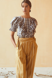 Kavya Top - Khaki Madras Check