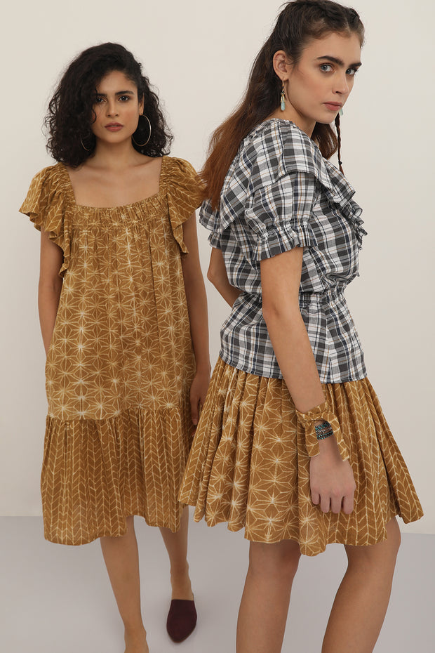 Kavya Top - Khaki Madras Check