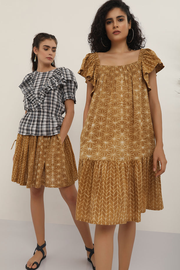 Kavya Top - Khaki Madras Check