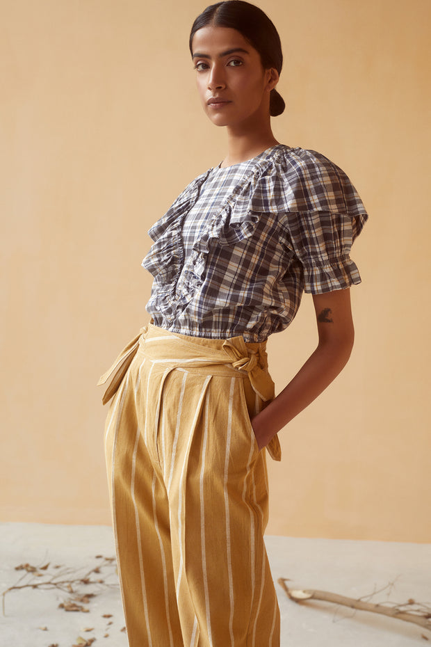 Kavya Top - Khaki Madras Check
