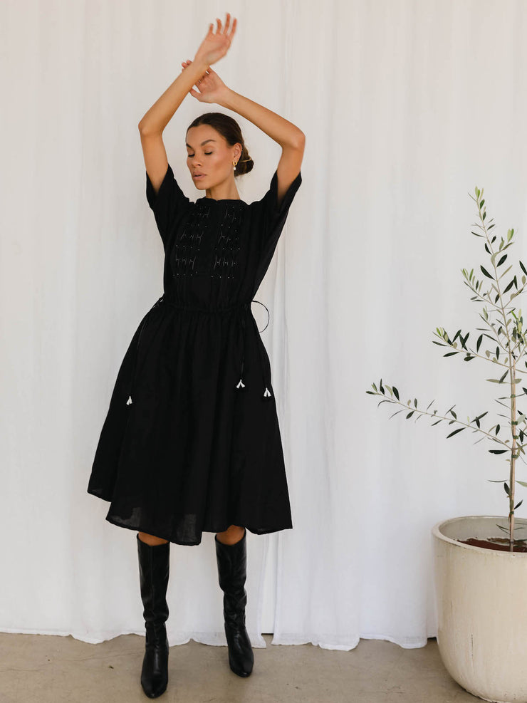 Sur Dress - Black Linen