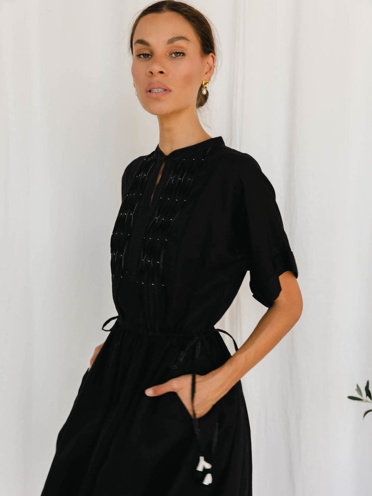 Sur Dress - Black Linen