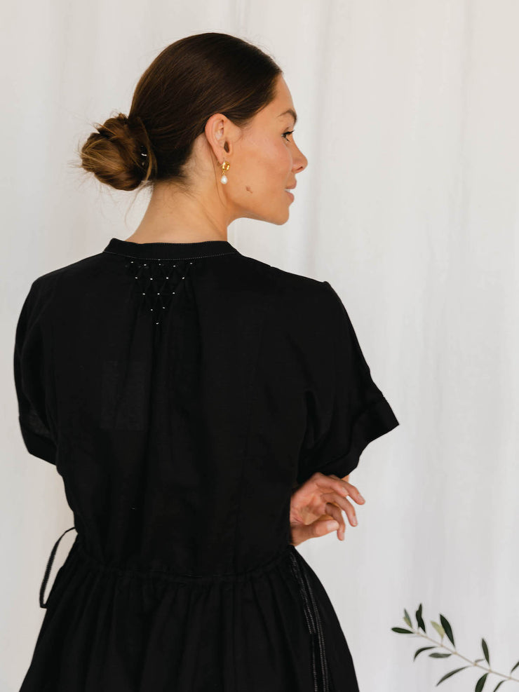 Sur Dress - Black Linen