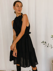 Heera Dress - Black Linen