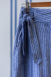 Dhoti Pant - Linen Blue Club Stripe