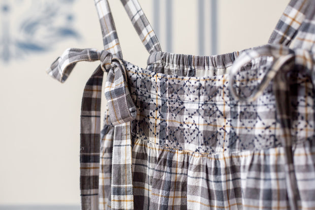 Ruby Top - Khaki Madras Check