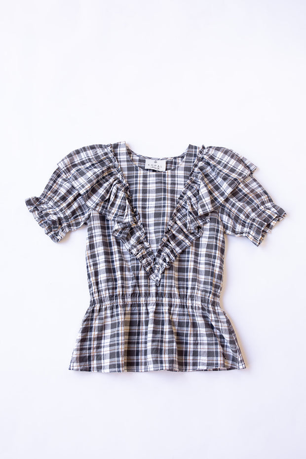 Kavya Top - Khaki Madras Check