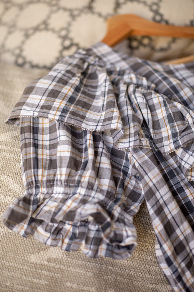 Kavya Top - Khaki Madras Check