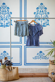 Rail Short - Blue Indigo Lotus Print