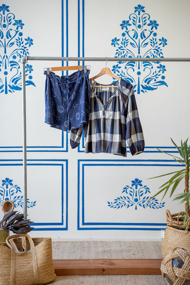 Khush Short - Indigo Flower Dot Shibori Combo