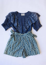 Rail Short - Blue Indigo Lotus Print