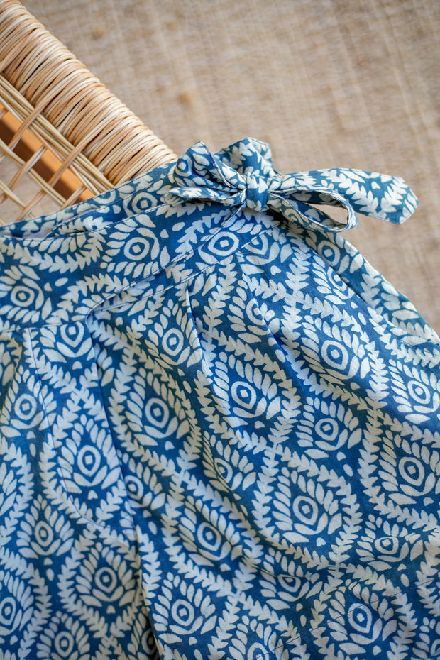 Rail Short - Blue Indigo Lotus Print