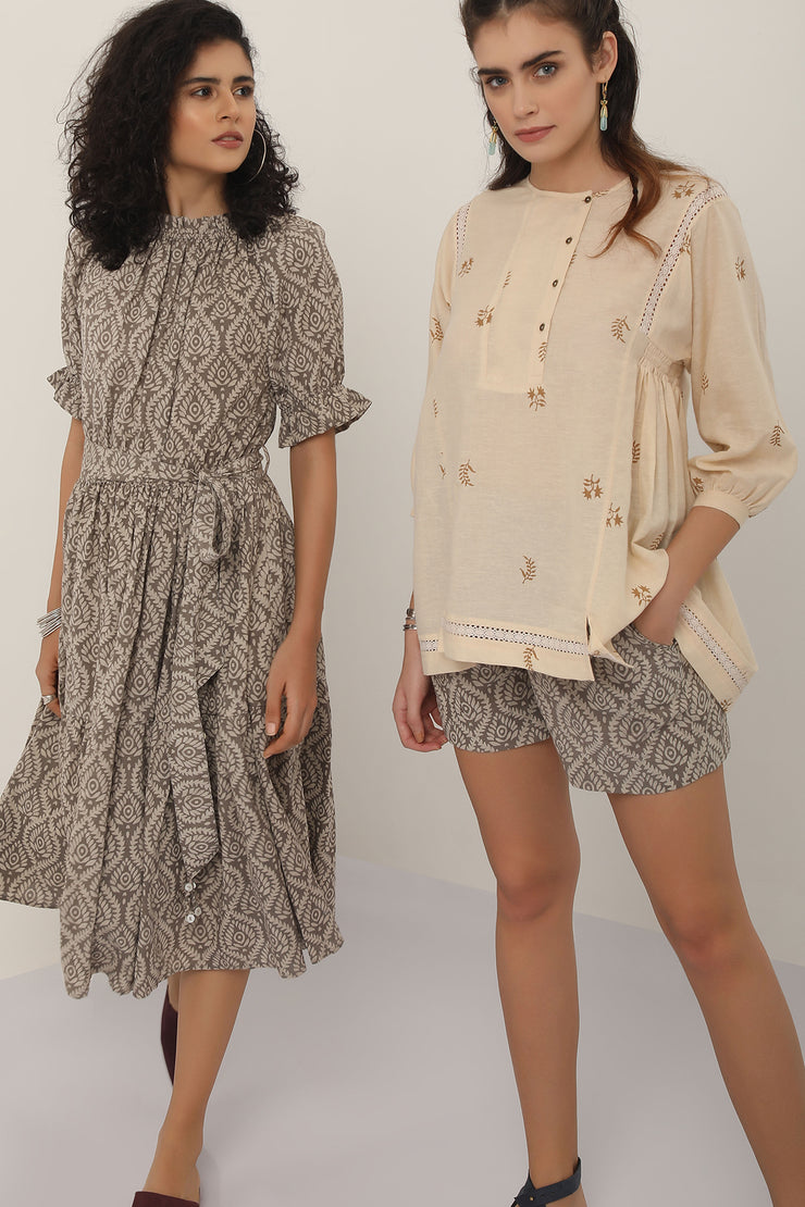 Rail Short - Khaki Lotus Print