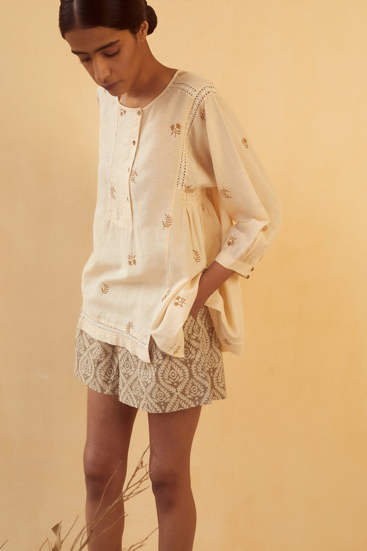 Rail Short - Khaki Lotus Print