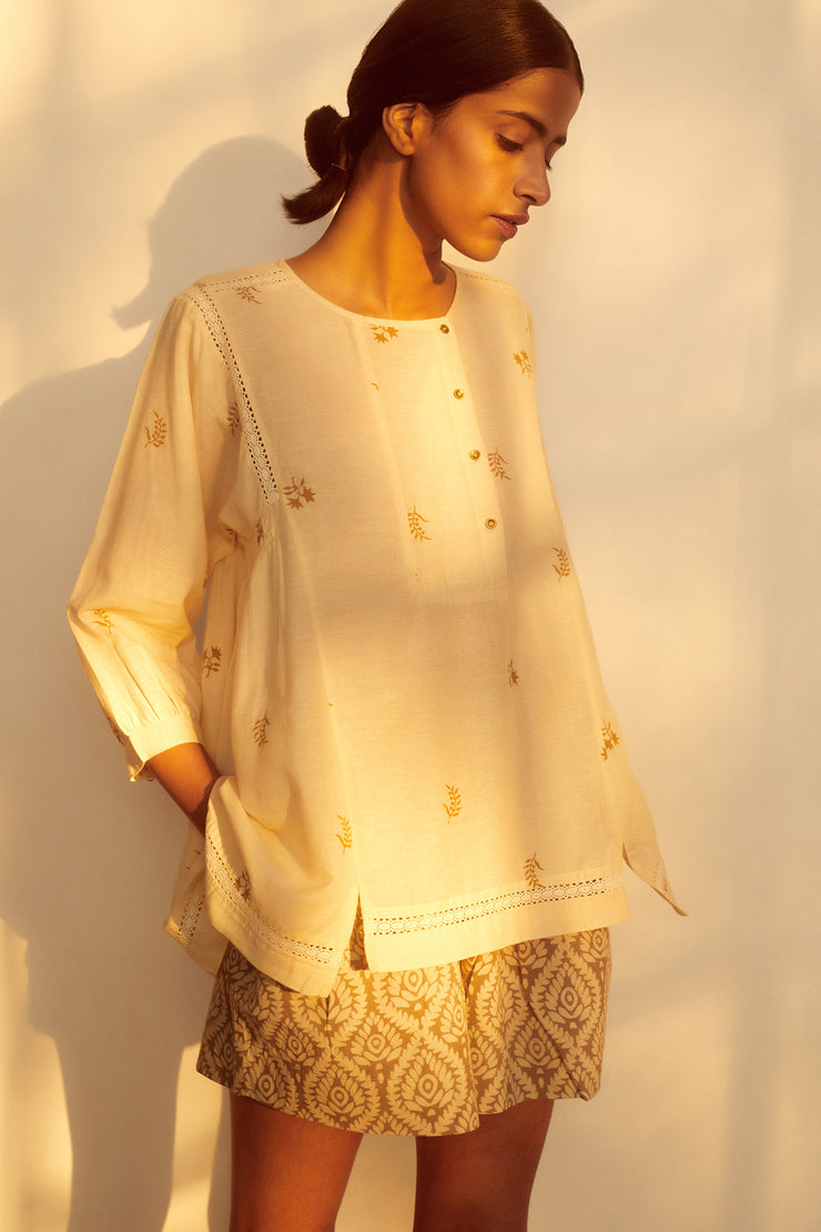 Rail Short - Khaki Lotus Print